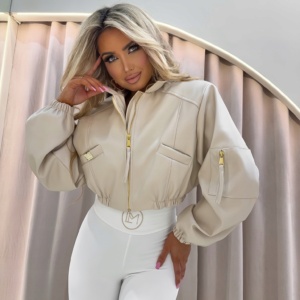 LA MONNE KURTKA EKO SKÓRA BEŻOWA - Image 1